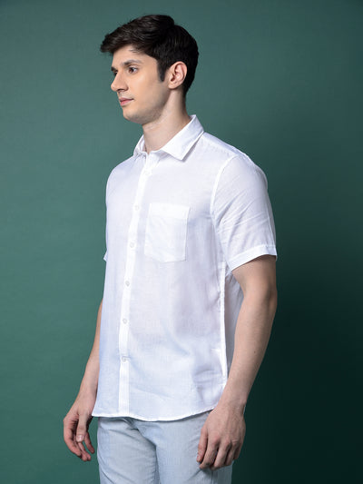 White Linen Shirt-Men Shirts-Crimsoune Club
