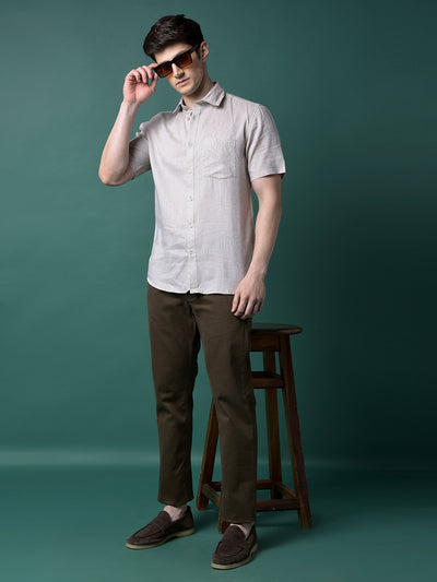 Beige Linen Shirt-Men Shirts-Crimsoune Club