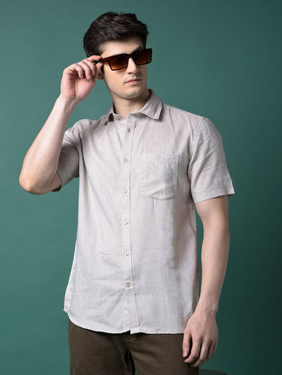 Beige Linen Shirt-Men Shirts-Crimsoune Club