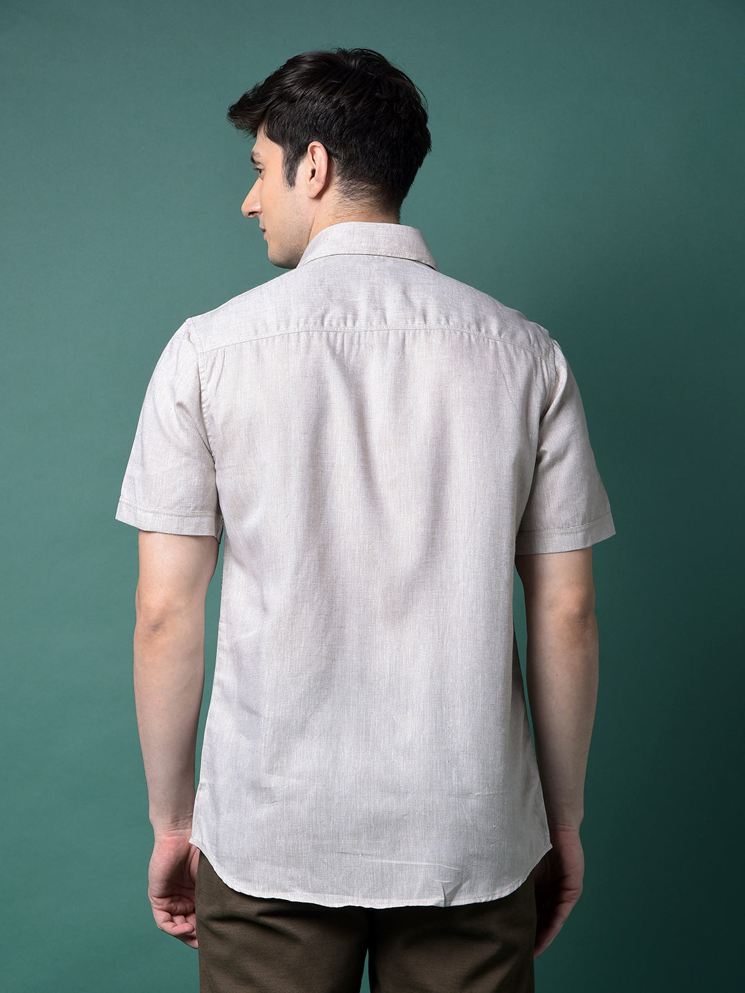 Beige Linen Shirt-Men Shirts-Crimsoune Club