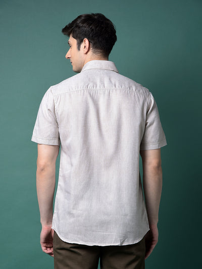 Beige Linen Shirt-Men Shirts-Crimsoune Club