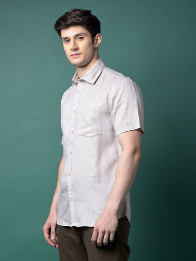 Beige Linen Shirt-Men Shirts-Crimsoune Club