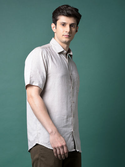 Beige Linen Shirt-Men Shirts-Crimsoune Club