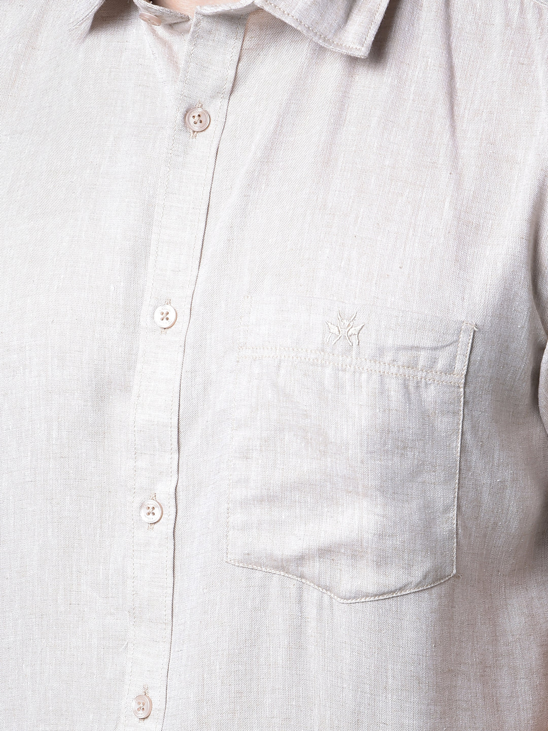 Beige Linen Shirt-Men Shirts-Crimsoune Club