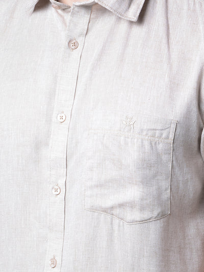 Beige Linen Shirt-Men Shirts-Crimsoune Club
