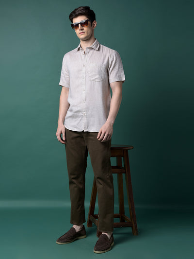 Beige Linen Shirt-Men Shirts-Crimsoune Club