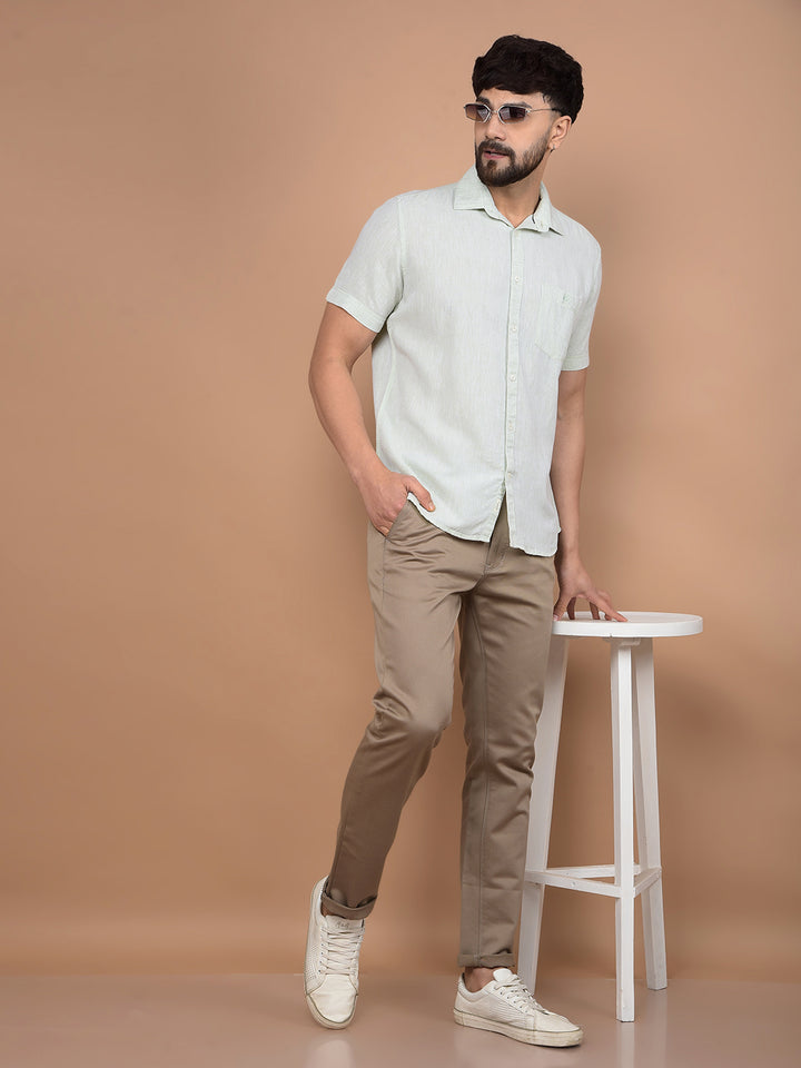 Green Linen Shirt-Men Shirts-Crimsoune Club