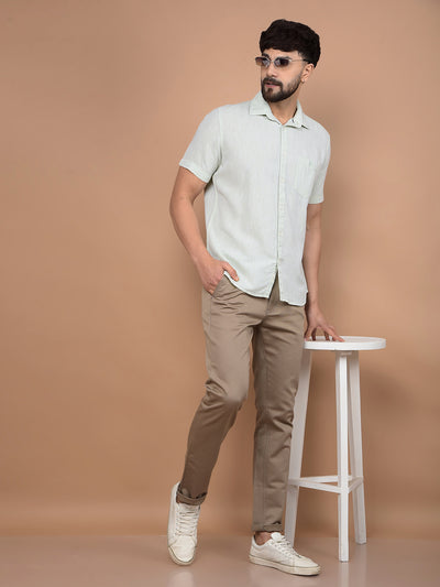 Green Linen Shirt-Men Shirts-Crimsoune Club
