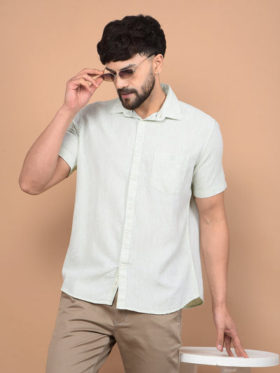 Green Linen Shirt-Men Shirts-Crimsoune Club