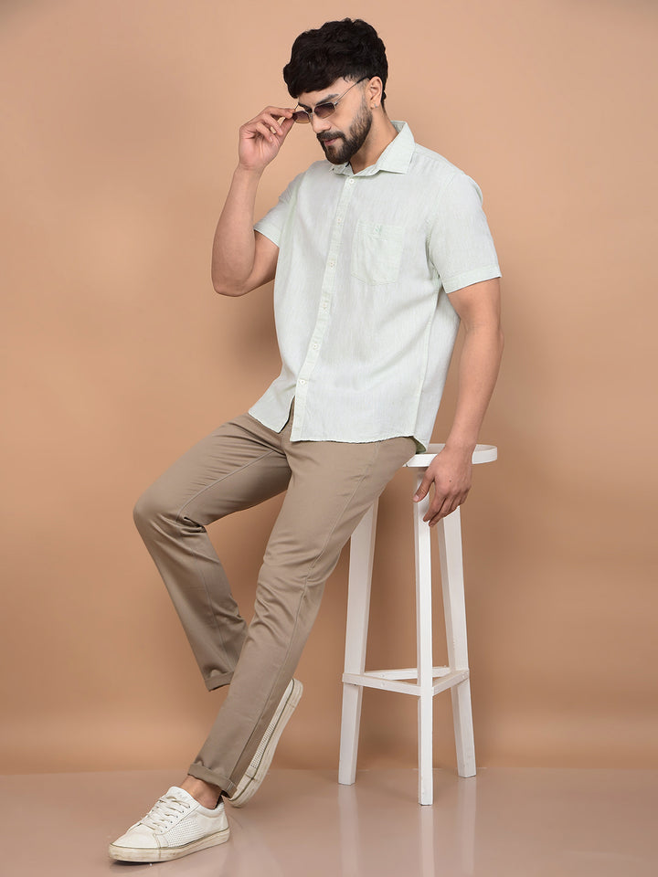 Green Linen Shirt-Men Shirts-Crimsoune Club