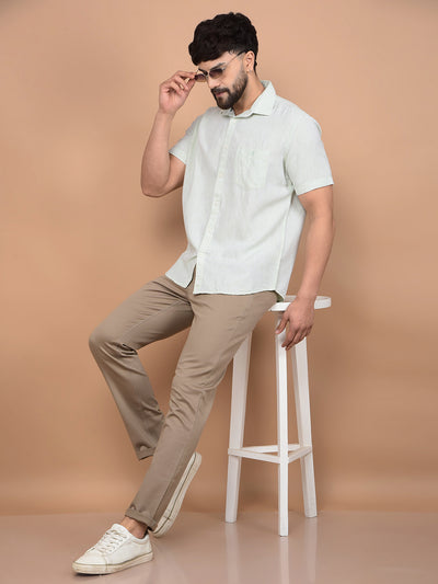 Green Linen Shirt-Men Shirts-Crimsoune Club
