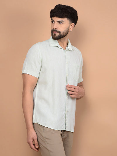 Green Linen Shirt-Men Shirts-Crimsoune Club
