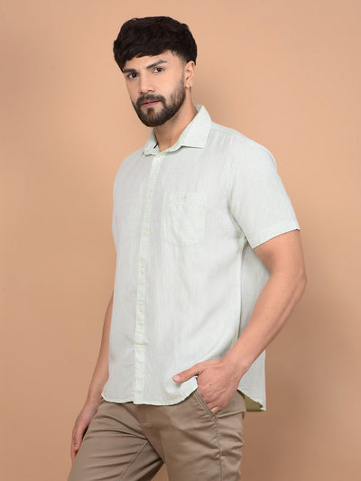 Green Linen Shirt-Men Shirts-Crimsoune Club