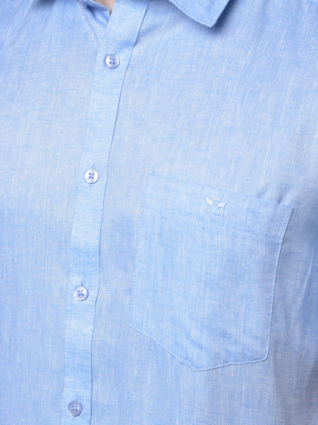 Blue Linen Shirt-Men Shirts-Crimsoune Club