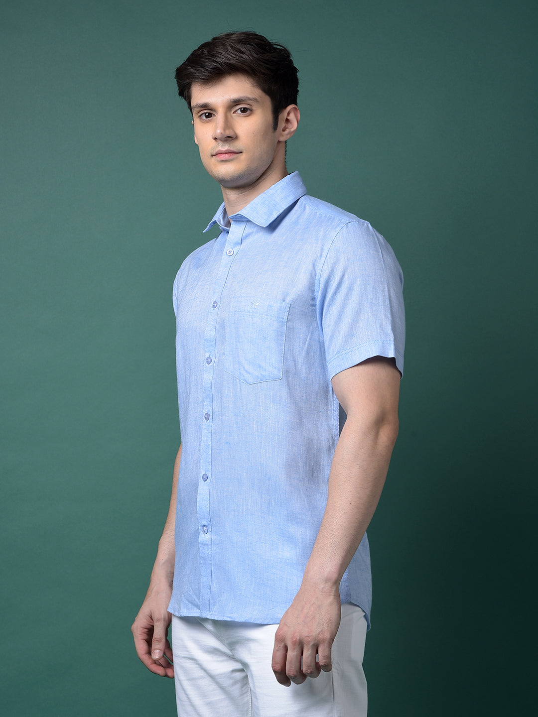 Blue Linen Shirt-Men Shirts-Crimsoune Club
