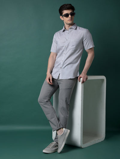 Grey Linen Shirt-Men Shirts-Crimsoune Club
