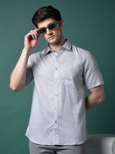 Grey Linen Shirt-Men Shirts-Crimsoune Club