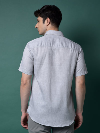 Grey Linen Shirt-Men Shirts-Crimsoune Club