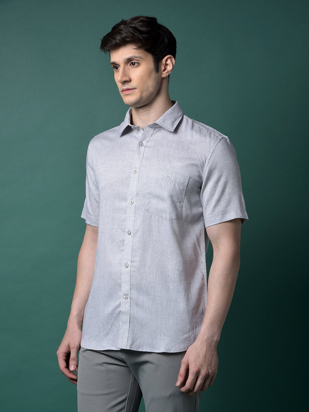 Grey Linen Shirt-Men Shirts-Crimsoune Club