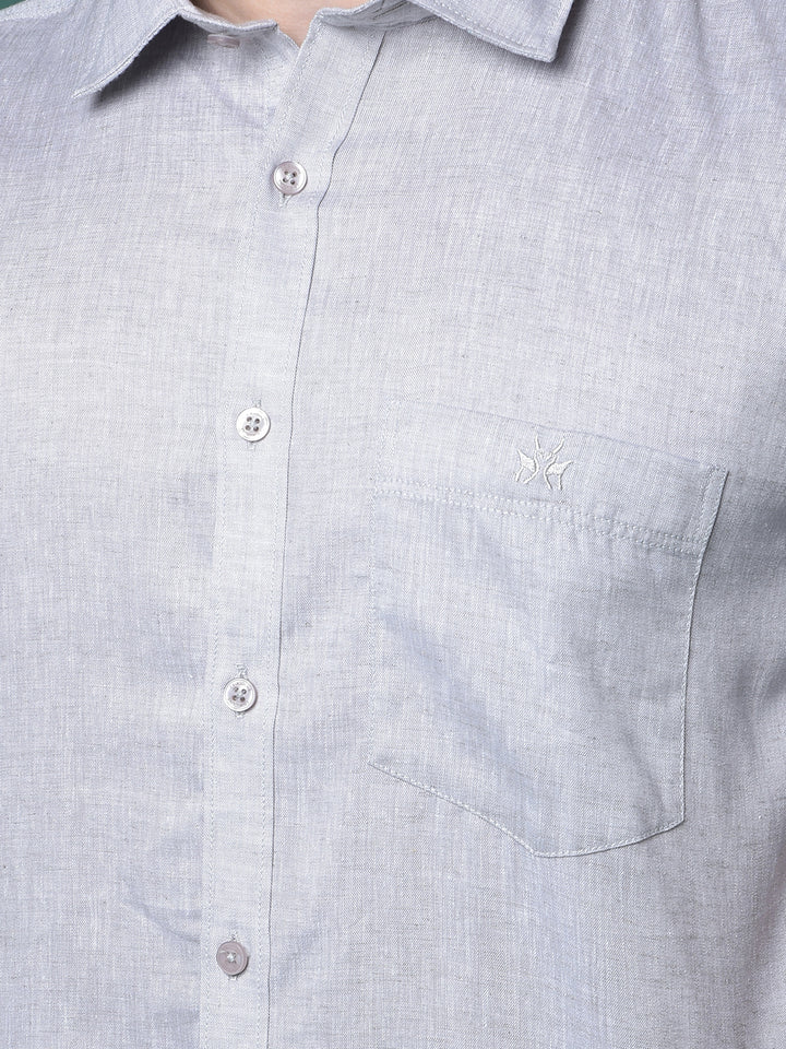 Grey Linen Shirt-Men Shirts-Crimsoune Club
