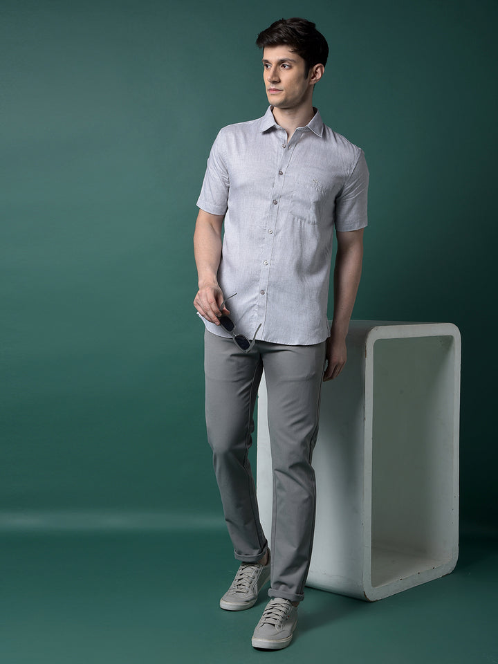 Grey Linen Shirt-Men Shirts-Crimsoune Club