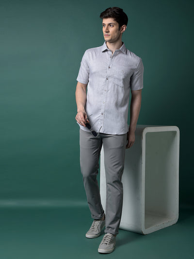 Grey Linen Shirt-Men Shirts-Crimsoune Club