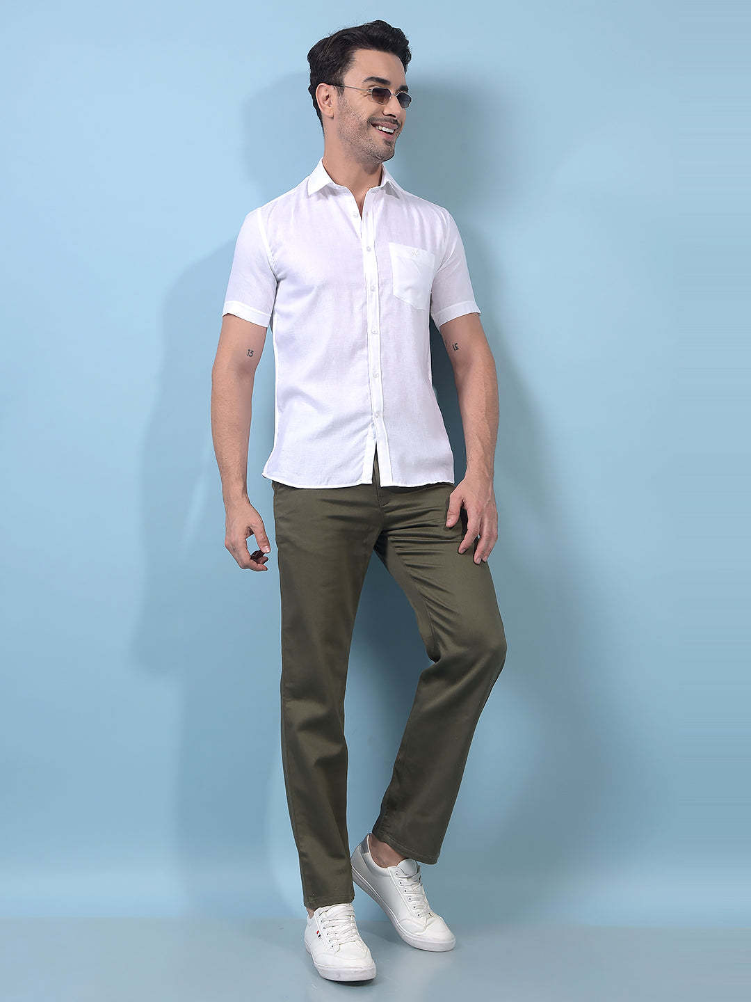 Men's White Linen Shirt-Men Shirts-Crimsoune Club