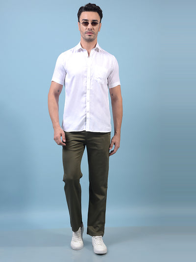 Men's White Linen Shirt-Men Shirts-Crimsoune Club