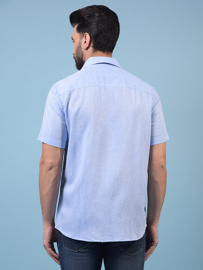 Men's Blue Linen Shirt-Men Shirts-Crimsoune Club
