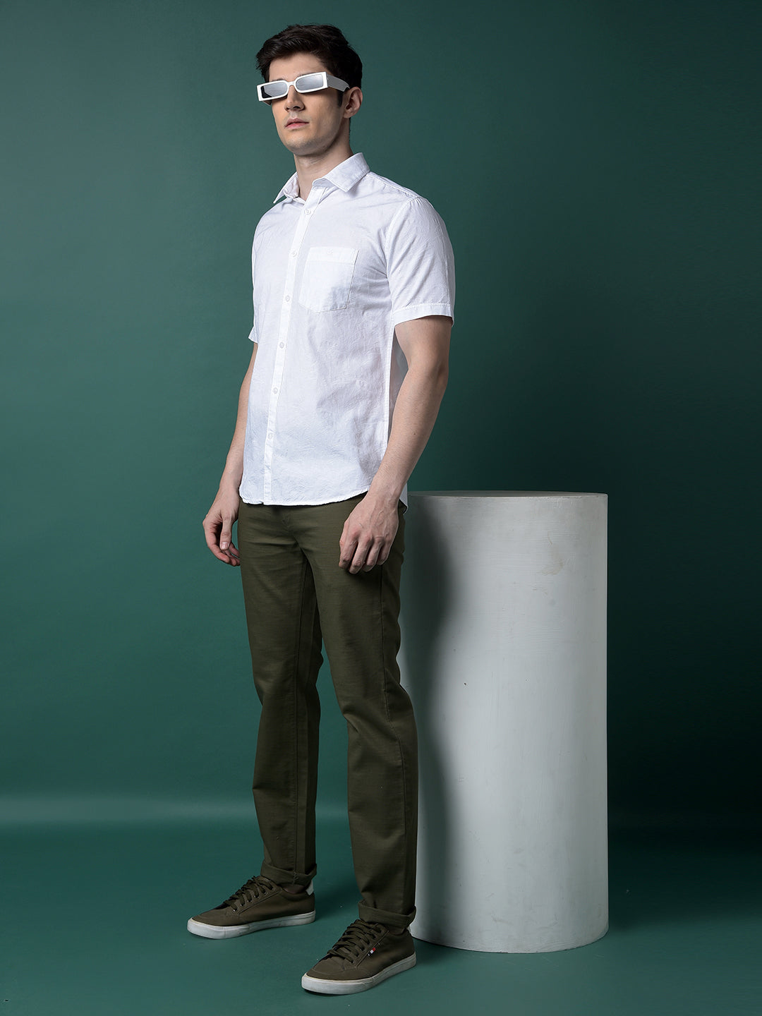 White Jacquard Linen Shirt-Men Shirts-Crimsoune Club