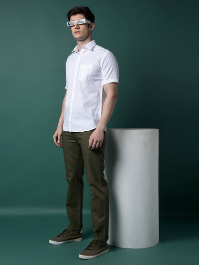 White Jacquard Linen Shirt-Men Shirts-Crimsoune Club