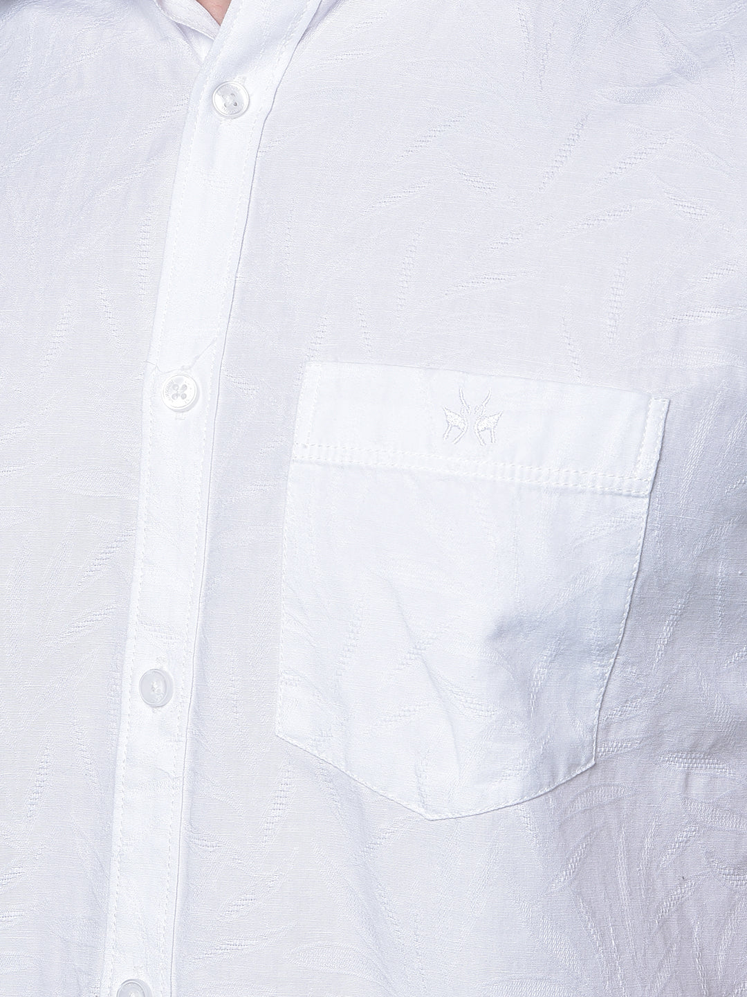 White Jacquard Linen Shirt-Men Shirts-Crimsoune Club
