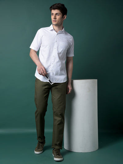 White Jacquard Linen Shirt-Men Shirts-Crimsoune Club