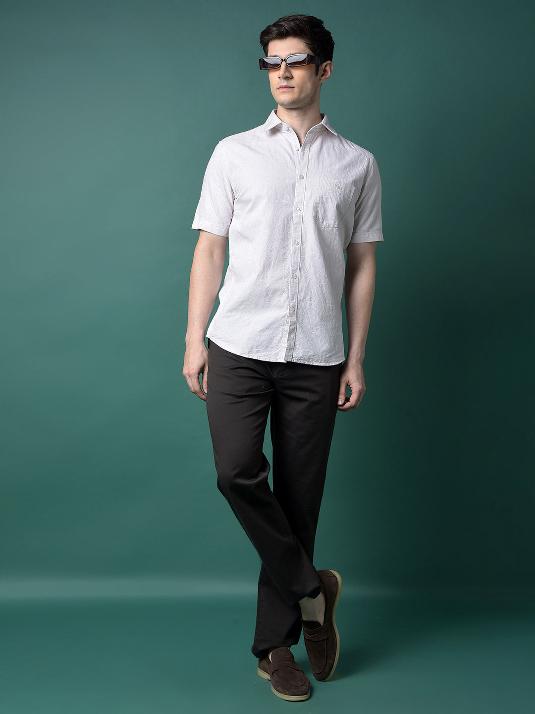 Cream Jacquard Linen Shirt-Men Shirts-Crimsoune Club
