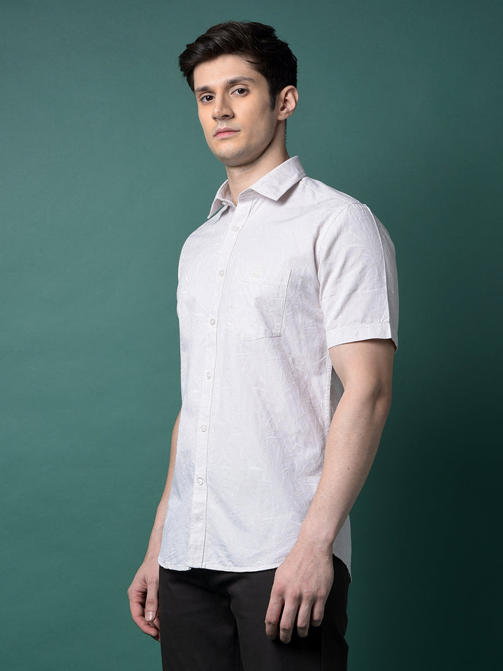 Cream Jacquard Linen Shirt-Men Shirts-Crimsoune Club