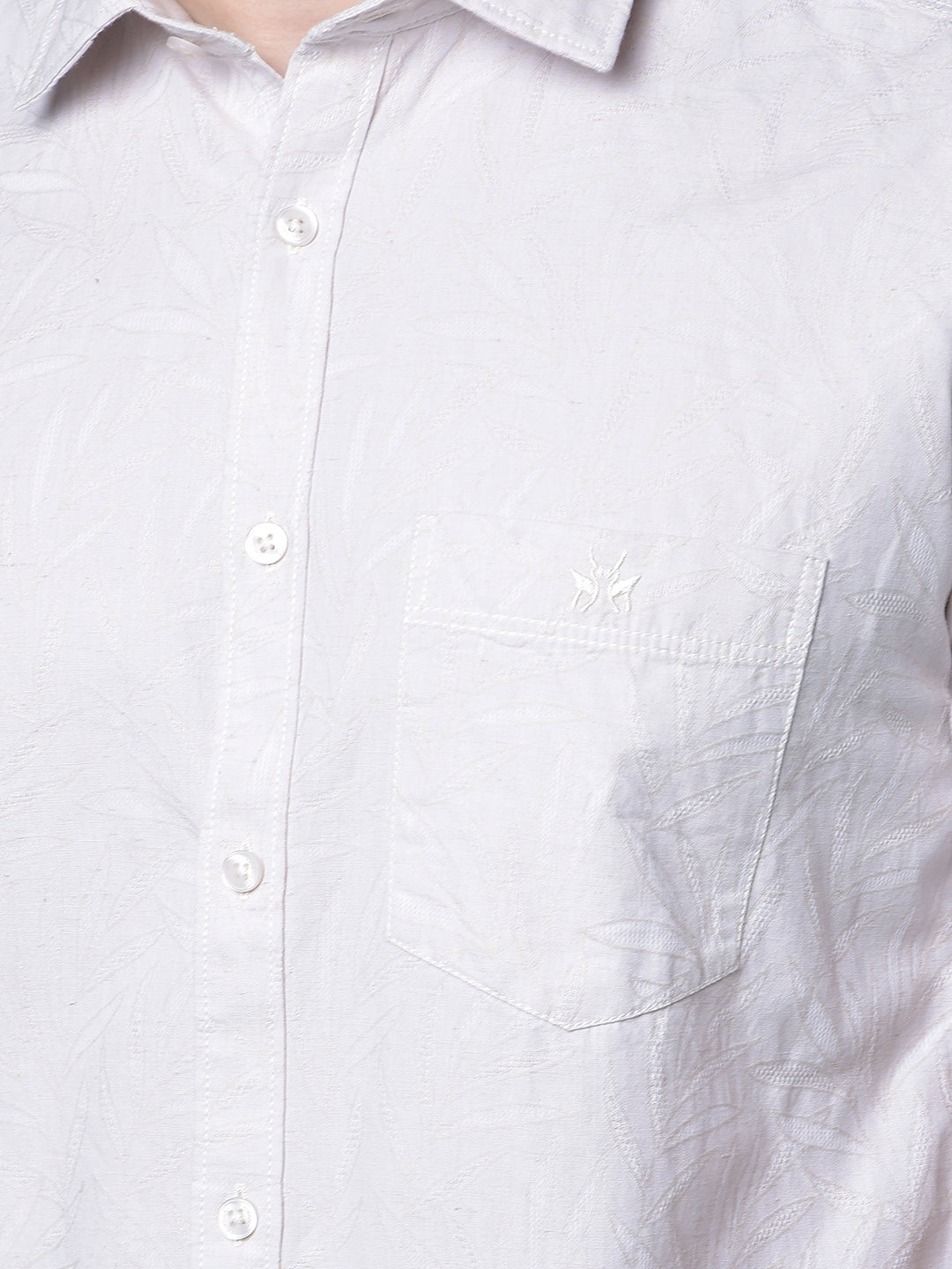 Cream Jacquard Linen Shirt-Men Shirts-Crimsoune Club