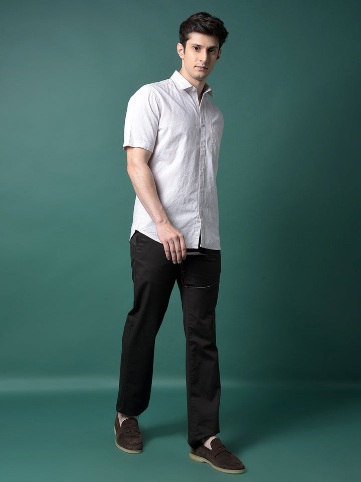 Cream Jacquard Linen Shirt-Men Shirts-Crimsoune Club