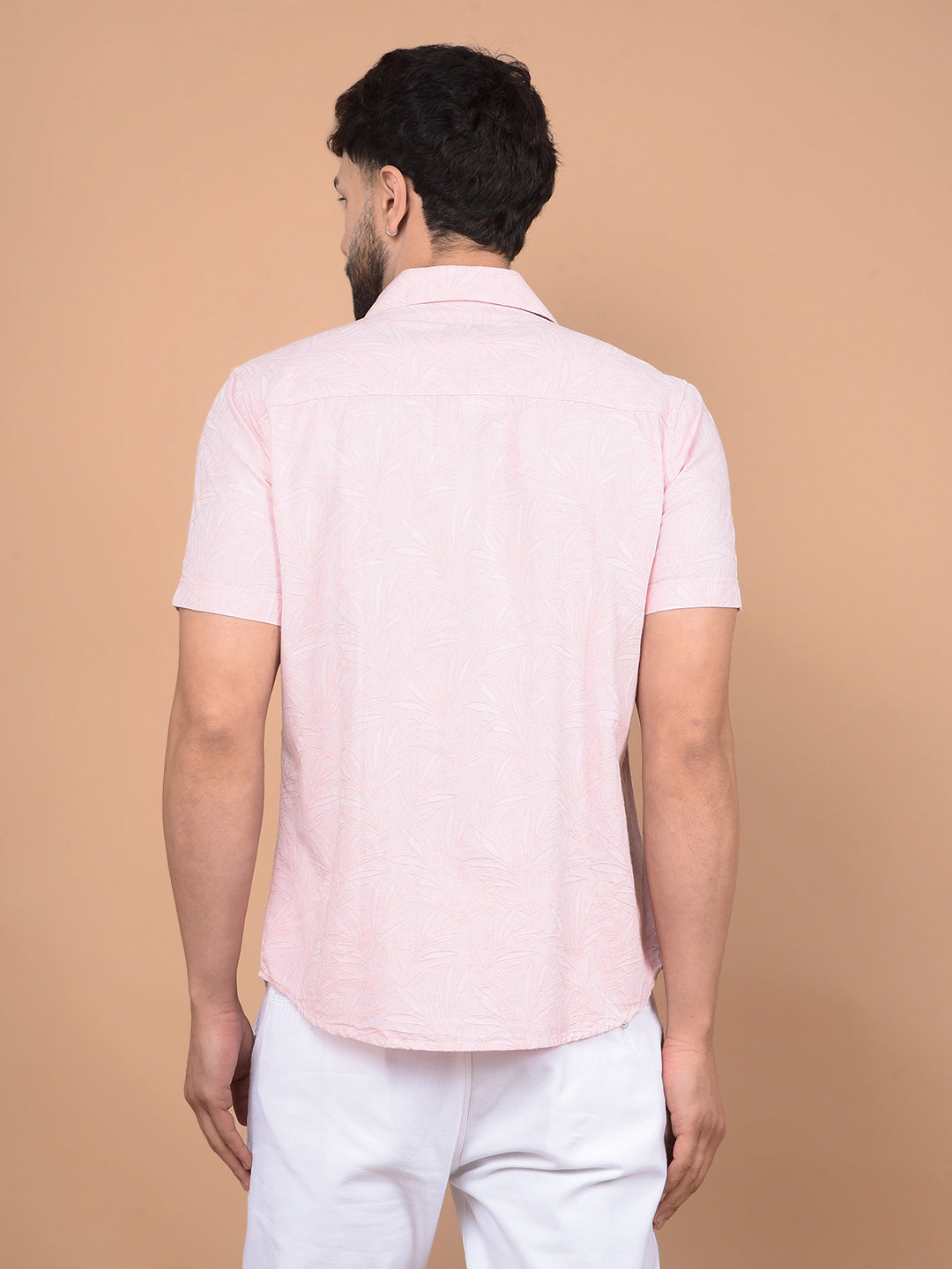 Pink Floral Print Linen Shirt-Men Shirts-Crimsoune Club