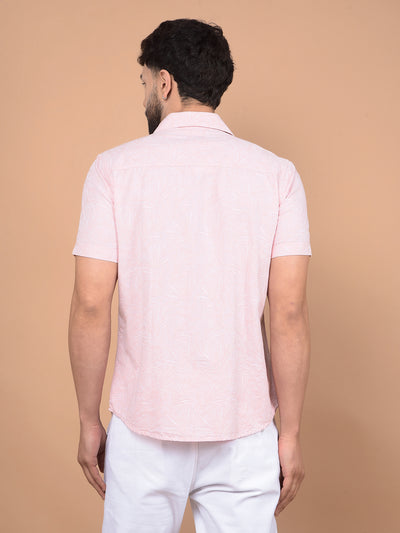 Pink Floral Print Linen Shirt-Men Shirts-Crimsoune Club