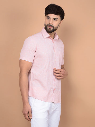 Pink Floral Print Linen Shirt-Men Shirts-Crimsoune Club