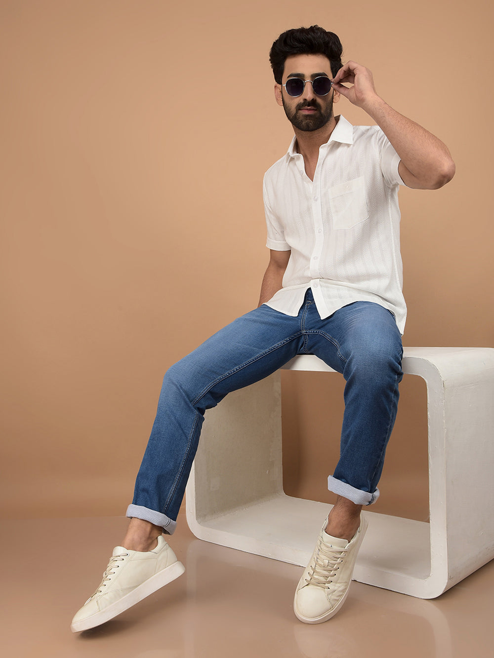 White Vertical Stripes Shirt-Men Shirts-Crimsoune Club