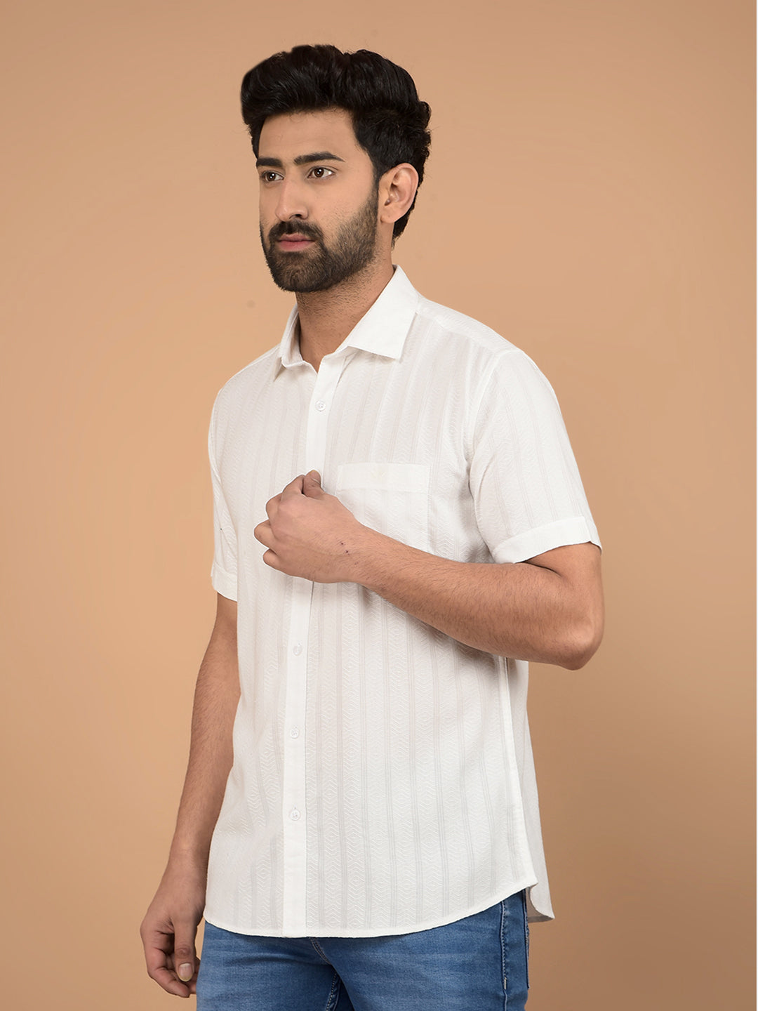 White Vertical Stripes Shirt-Men Shirts-Crimsoune Club