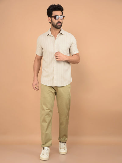 Beige Vertical Stripes Shirt-Men Shirts-Crimsoune Club