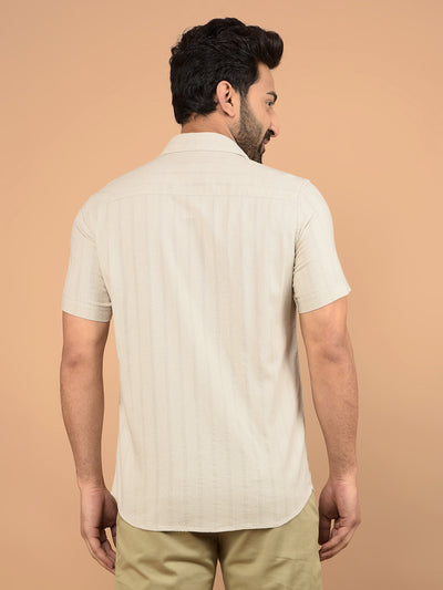 Beige Vertical Stripes Shirt-Men Shirts-Crimsoune Club