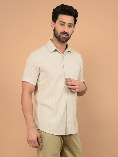 Beige Vertical Stripes Shirt-Men Shirts-Crimsoune Club