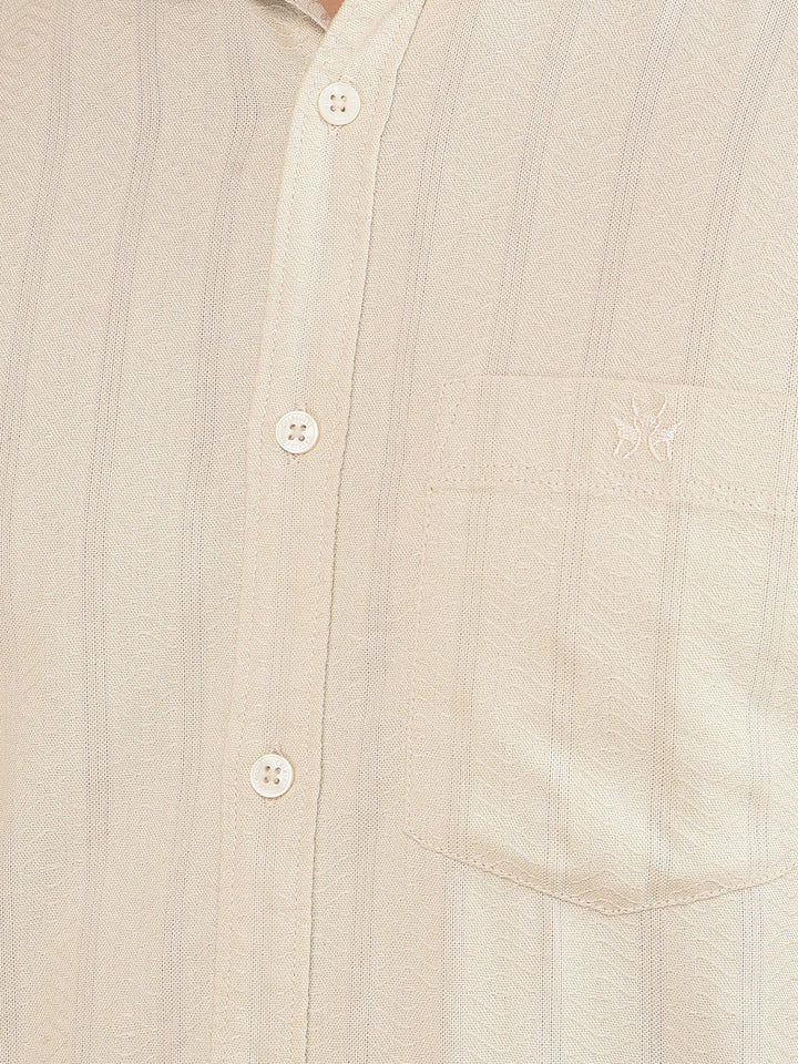 Beige Vertical Stripes Shirt-Men Shirts-Crimsoune Club