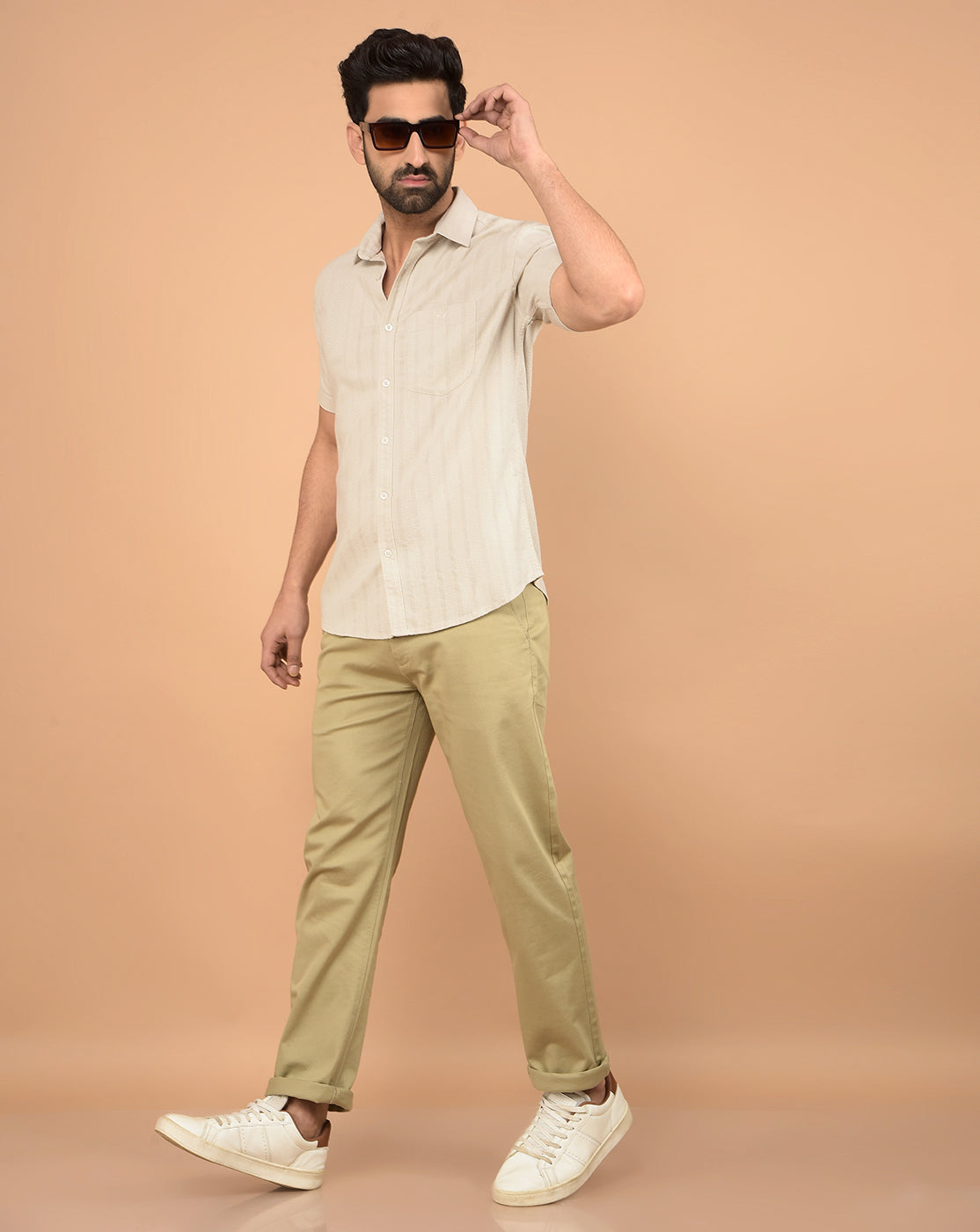 Beige Vertical Stripes Shirt-Men Shirts-Crimsoune Club