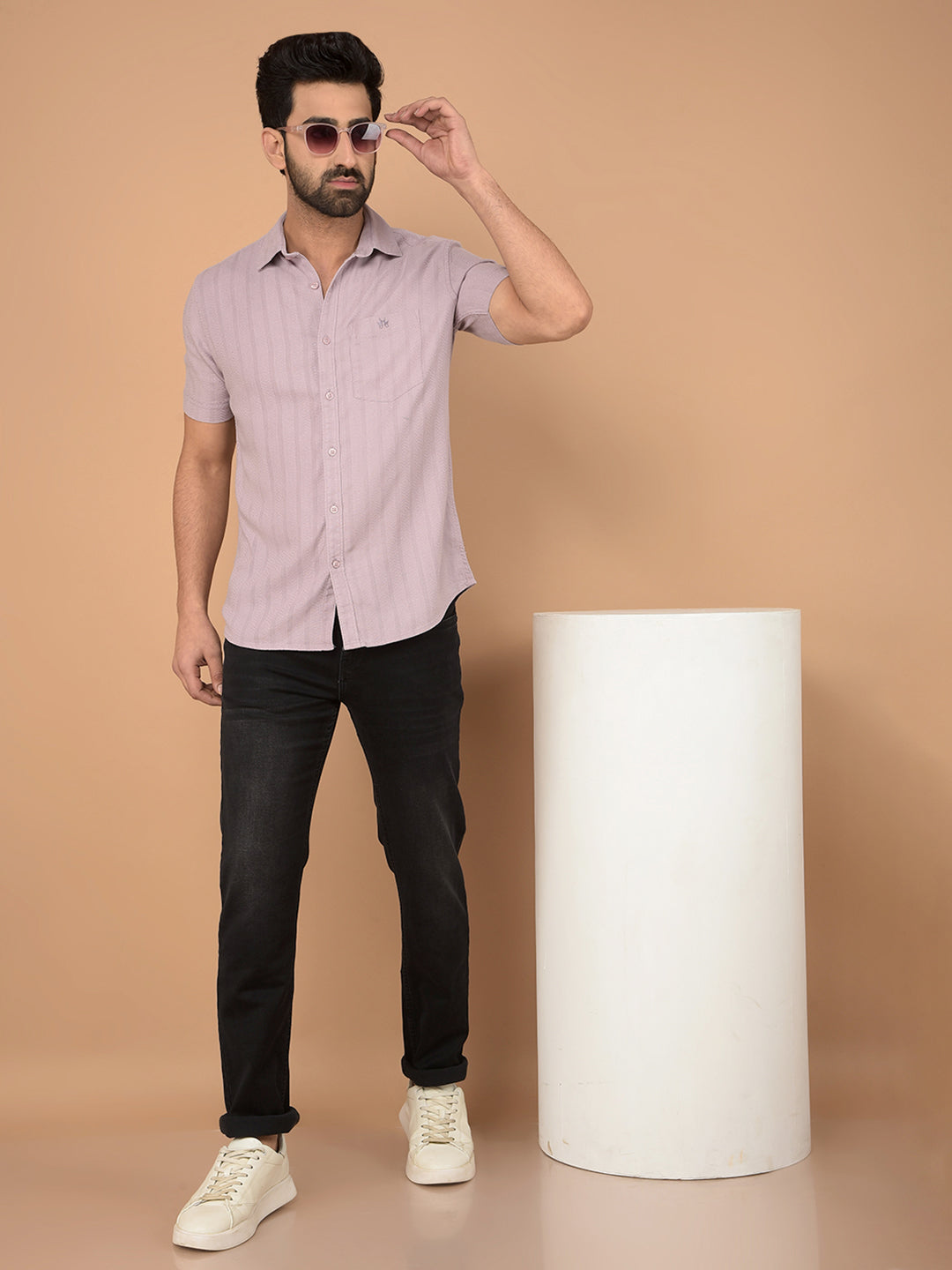 Purple Vertical Stripes Shirt-Men Shirts-Crimsoune Club