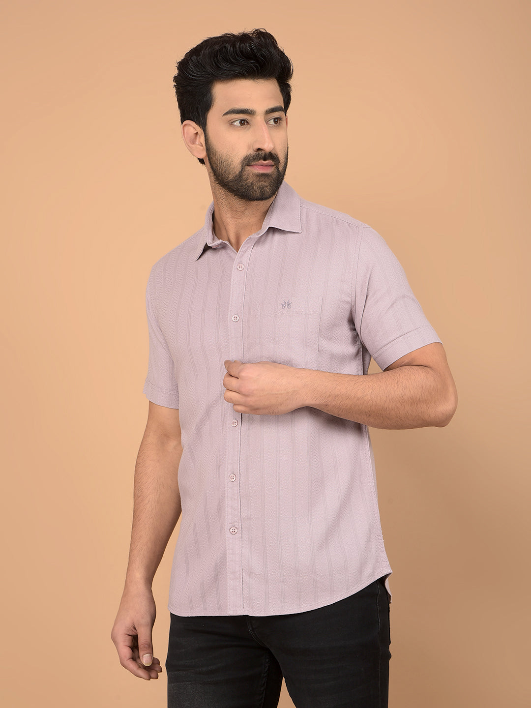 Purple Vertical Stripes Shirt-Men Shirts-Crimsoune Club