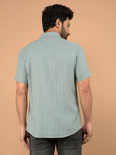 Green Vertical Stripes Shirt-Men Shirts-Crimsoune Club